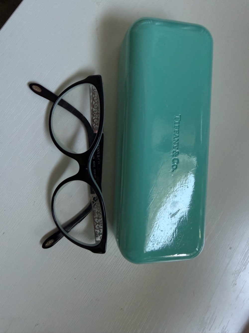 Tiffany & Co. Black Cat-Eye Glasses with Signature Tiffany Blue Case